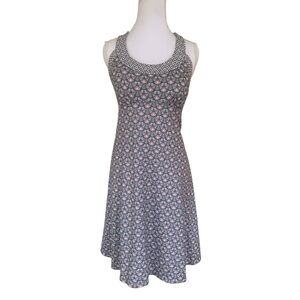 Prana Cali Gray Geo Print Racerback Dress Size Small Athleisure Travel Casual